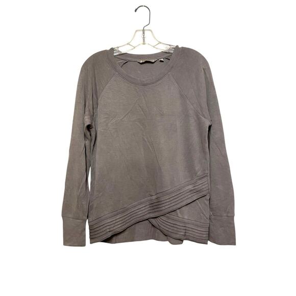 Athleta Serenity Criss‎ Cross Pullover Sweatshirt Size Small Gray Lounge Comfort - Picture 1 of 8